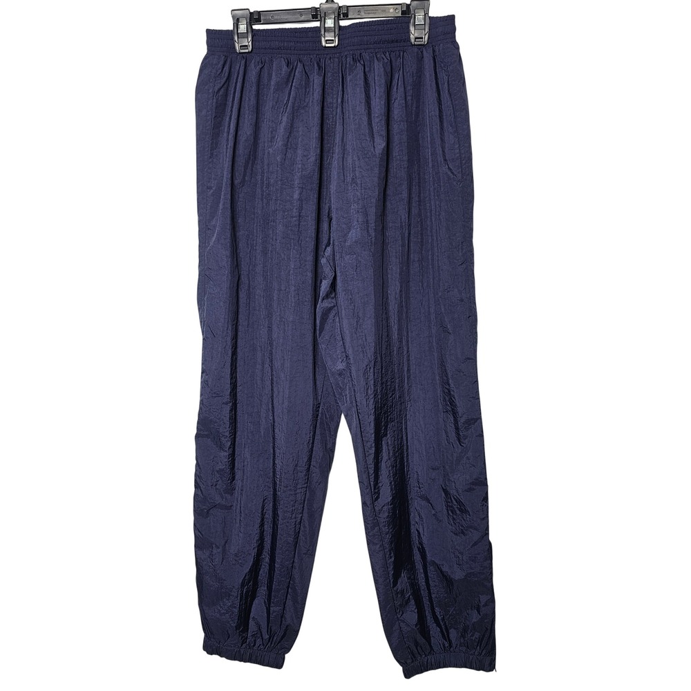 Lands'‎ End Mens L Vintage Lined Nylon Track Wind Pants Navy Blue 90s Gorpcore